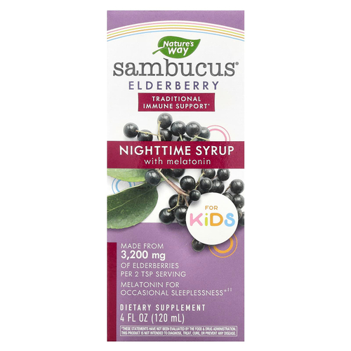 Nature's Way, Sambucus® Elderberry, для детей, ночной сироп с мелатонином, 120 мл (4 жидк. Унции)