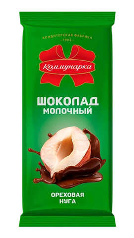 Шоколад молочный с ореховой нугой 80г. Коммунарка