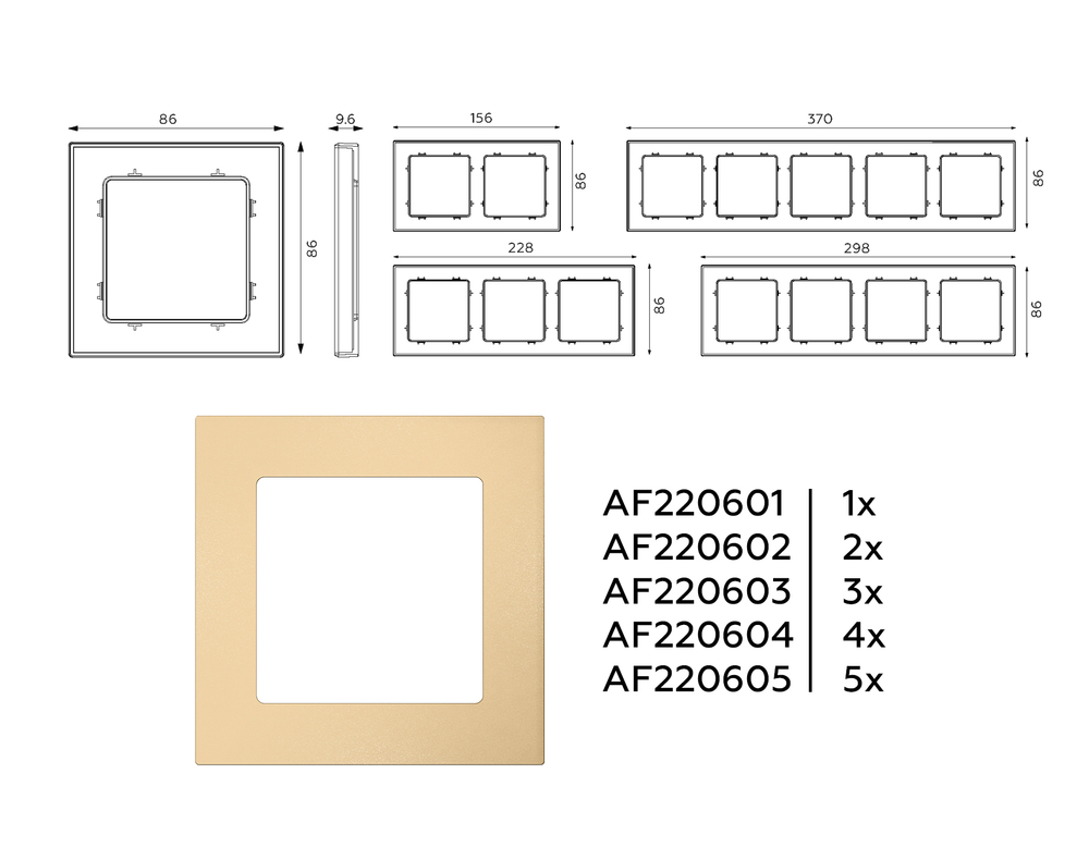 AF220603 Рамка ALFA Techno (Шампань) 3-ая