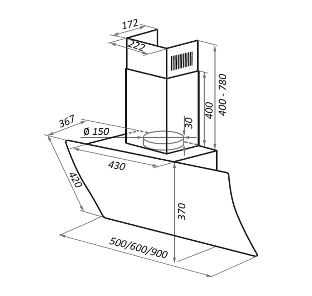 Кухонная вытяжка MAUNFELD Sky Star Chef 90 белый