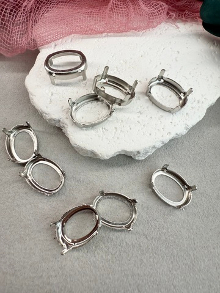 Оправа #4120 Oval 18*13 мм Серебро