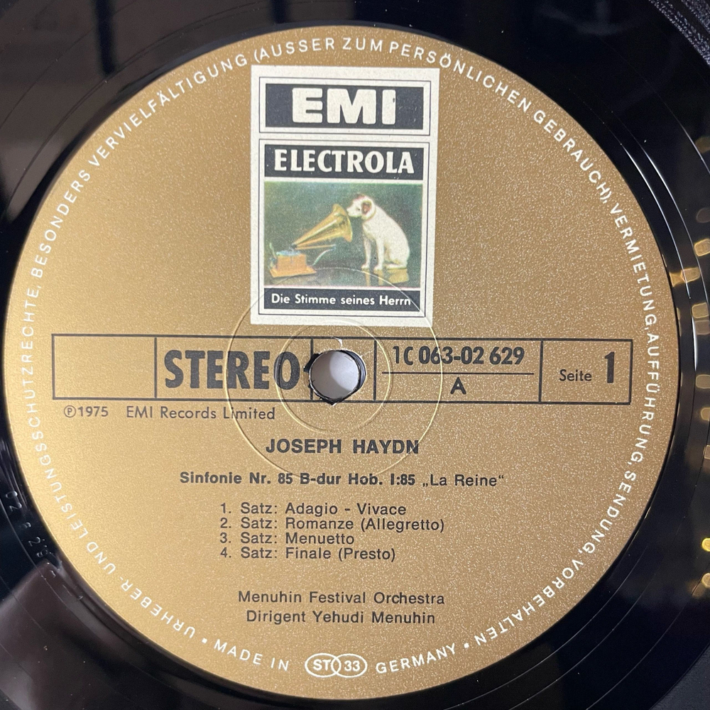 Винтажная виниловая пластинка LP Haydn Гайдн, Menuhin Festival Orchestra, Yehudi Menuhin, Die Pariser Sinfonien Album 3 Nr. 85 B-dur La Reine Und Nr. 87 A-dur (Германия 1976)