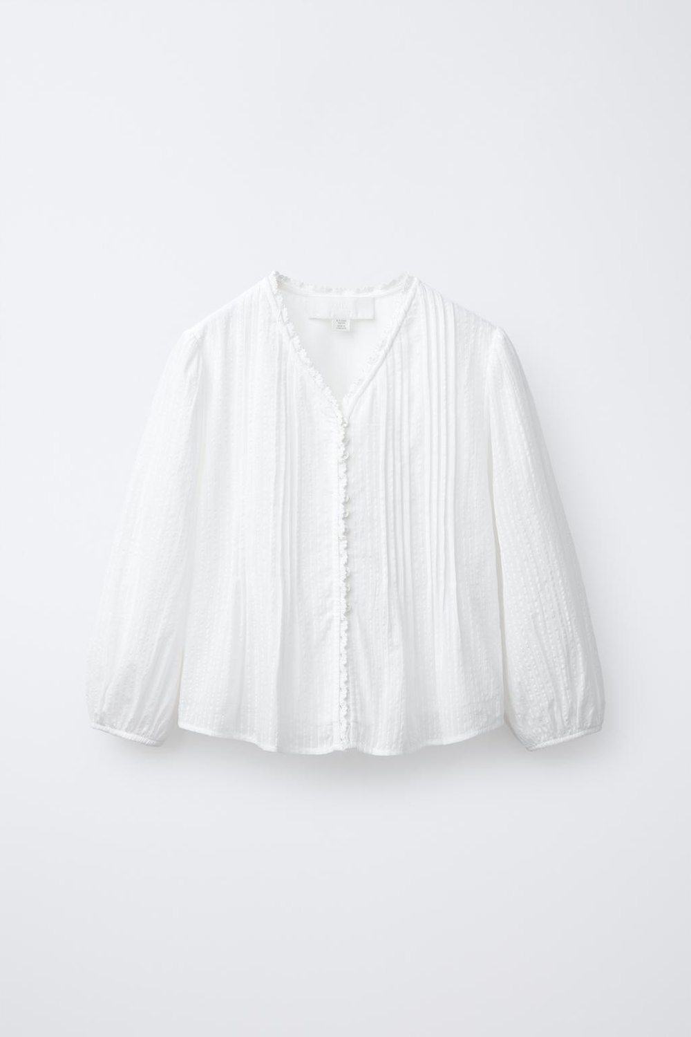 ZARA РУБАШКА В РОМАНТИЧЕСКОМ СТИЛЕ СО СБОРКАМИ, БЕЛЫЙ