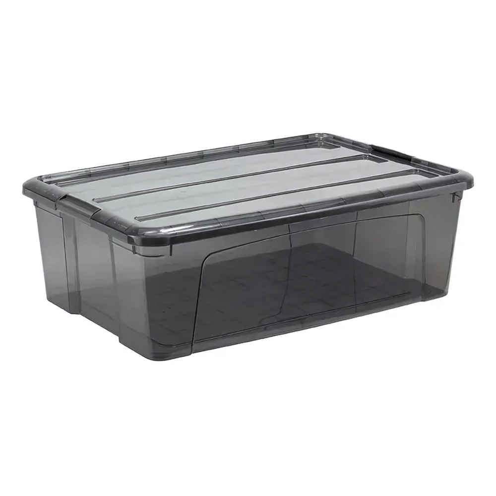 Ящик для хранения с замками КИП 30л черный прозрачный