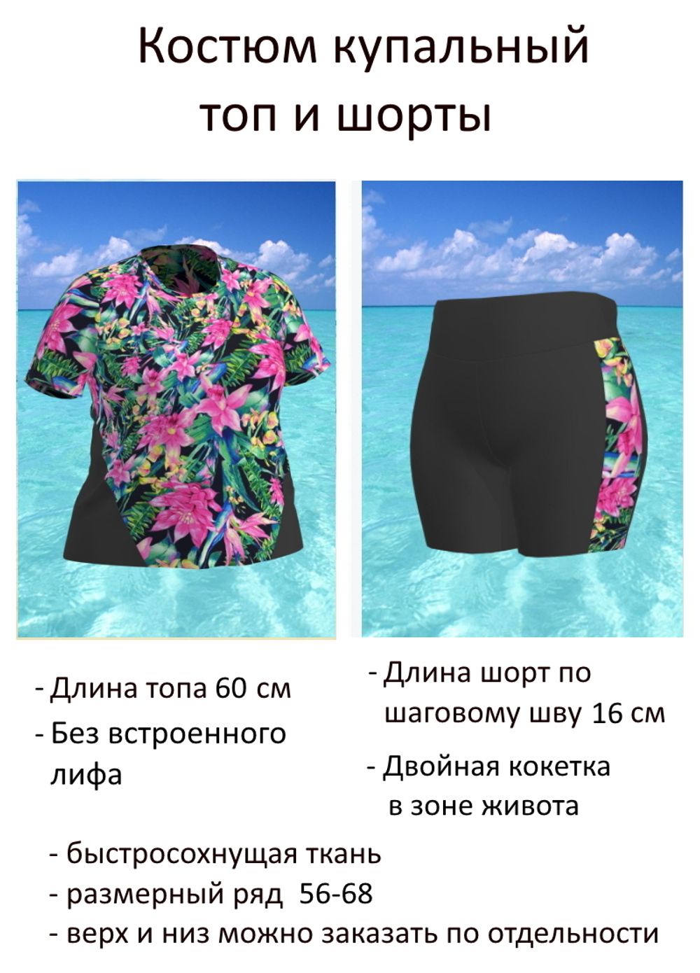 Купальный костюм 17271-17185 тропические цветы