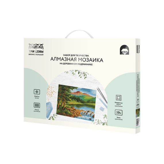 Almaz qaşlarla mozaika \ Алмазная мозаика \ Diamond painting Алмазная мозаика ТРИ СОВЫ "Горная река", 30*40см, холст на деревянном подрамнике, картонная коробка