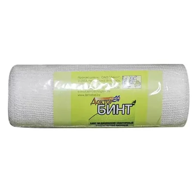 Бинт медицинский фиксирующий с неосыпающимися краями тканевый Доктор Бинт 7 см 10 м