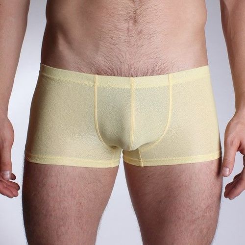 Мужские трусы боксеры желтые в узорчатую сетку в виде змеиной чешуи Romeo Rossi Boxer RR0213