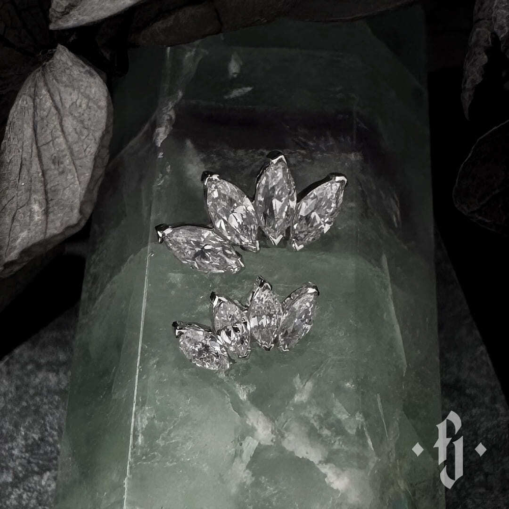 Кластер "Quadruple Marquise" - Белое золото - White CZ