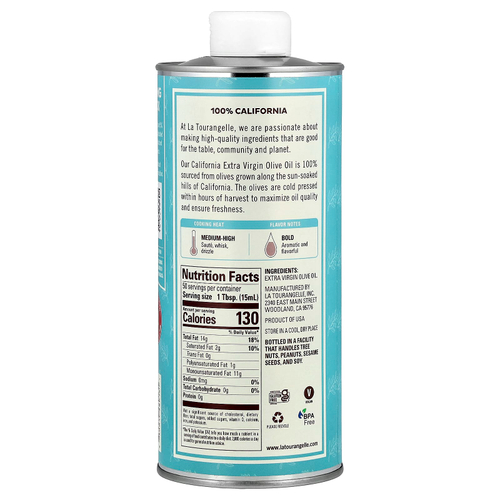 La Tourangelle, нерафинированное оливковое масло высшего качества от California, насыщенное и крепкое, 750 мл (25,4 жидк. унции)