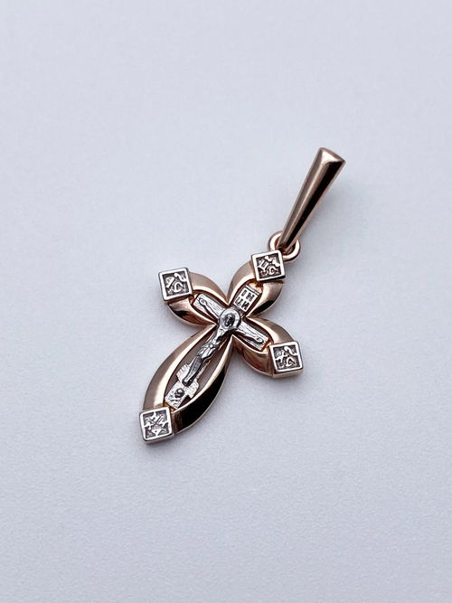 Крест из серебра/Позолота,Родий/С подвижным ухом