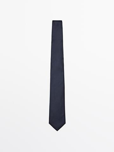 Massimo Dutti Галстук в горошек из 100% чистого шелка, темно-синий