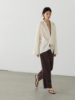 Massimo Dutti Льняные брюки морковного кроя, коричневый