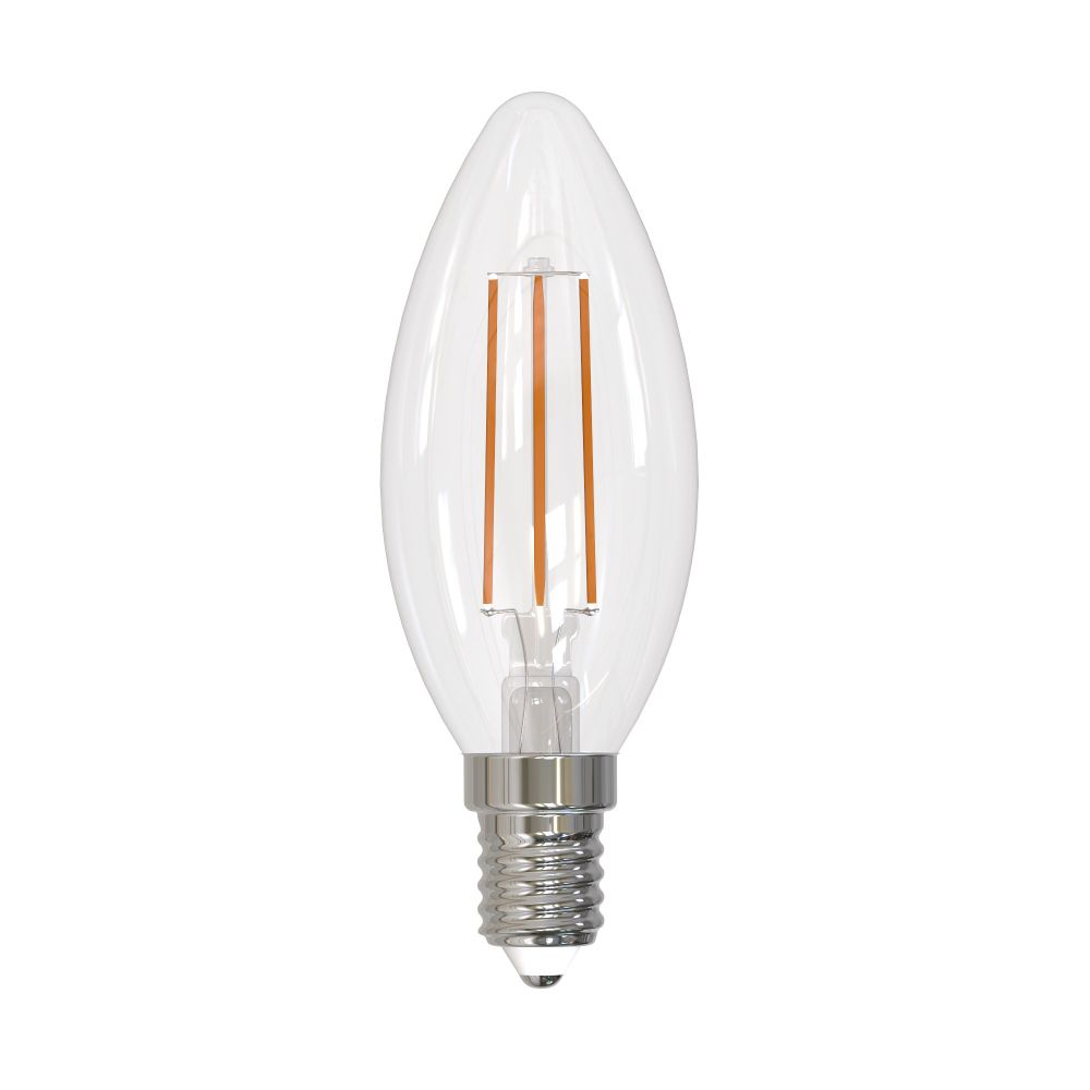 LED-C35-9W/3000K/E14/CL/DIM GLA01TR Лампа светодиодная диммируемая. Форма свеча, прозрачная. Серия Air. Теплый белый свет (3000K). Картон. ТМ Uniel.