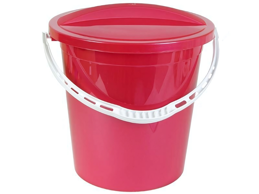 Ведро 14л с крышкой красный перламутр/белый