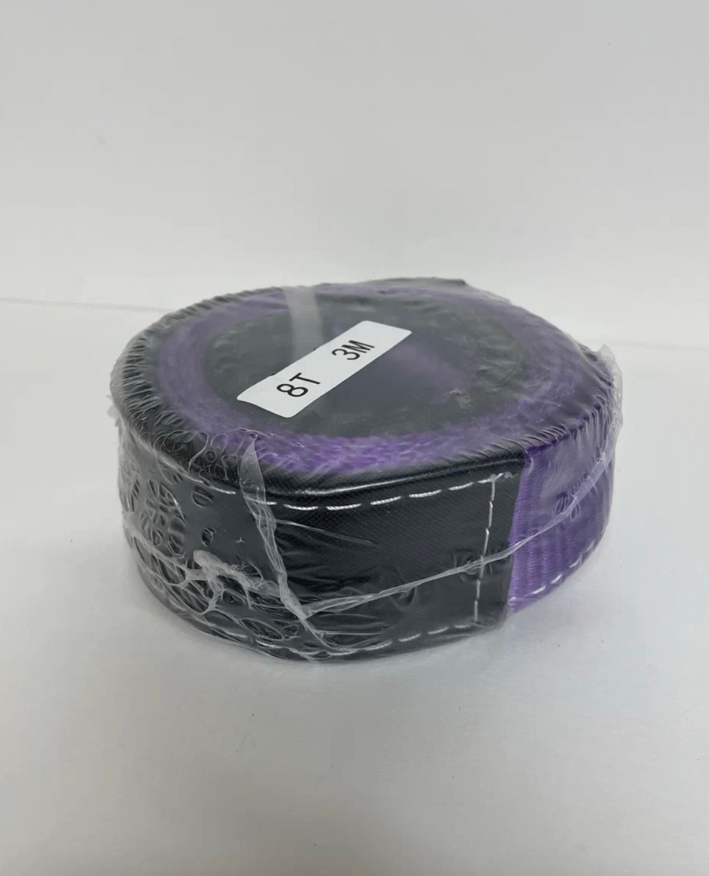 8T-3M / Трос автомобильный буксировочный, 8 тонн, длина 3 метра, ширина 65 мм, стропа, петля-петля, фиолетовый, серия - спасатель, TG (1 шт.)