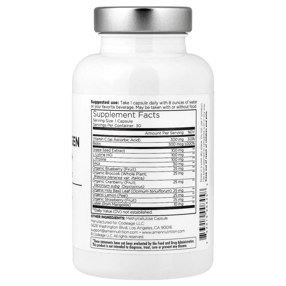Codeage, Amen, Vegan Collagen Builder+, 30 вегетарианских капсул