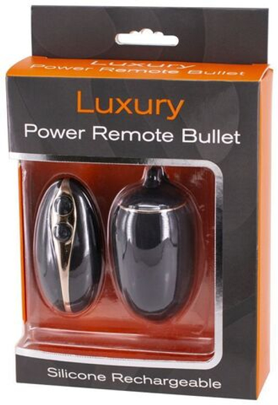 Черное виброяйцо с пультом ДУ LUXURY POWER REMOTE BULLET (Цвет: черный)