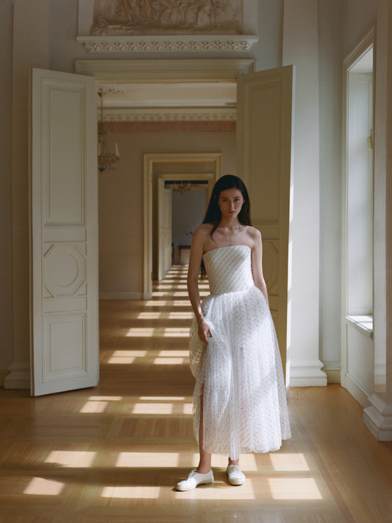 Платье миди из сетки с пайетками