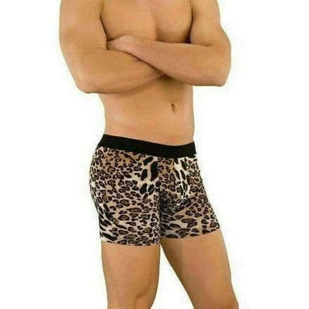Мужские трусы боксеры коричневые с леопардовым принтом LaBlinque LB15093