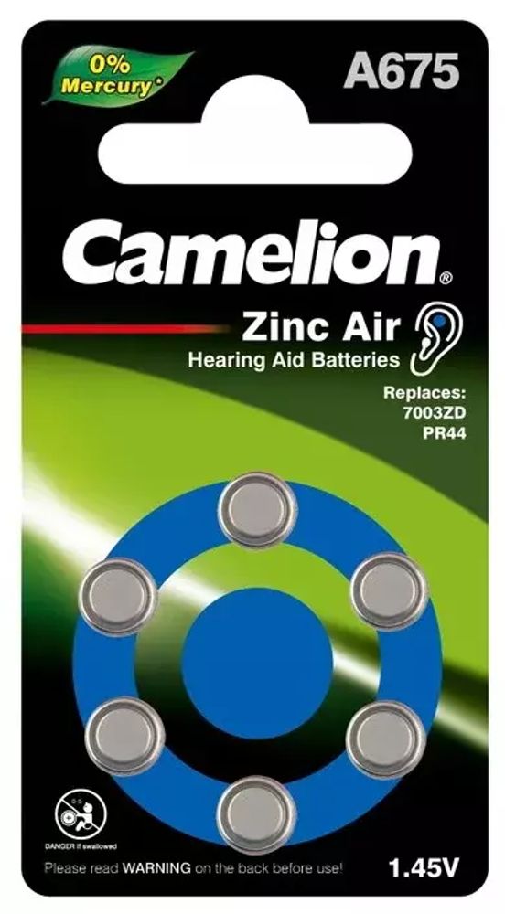 Батарейка для слуховых аппаратов ZA675 LR44 Camelion (Цена за 6 штук)