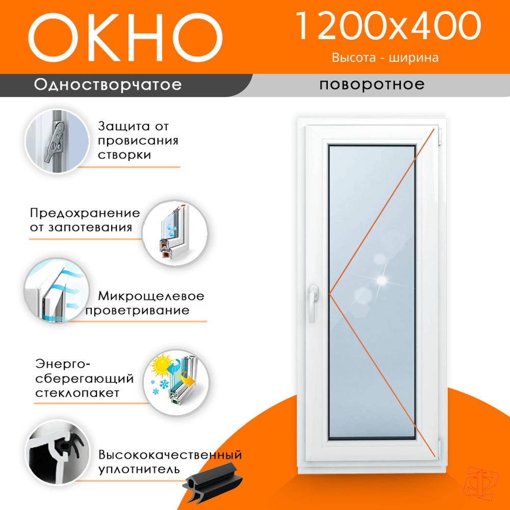 Пластиковое окно 1200 х 400 мм купить в интернет-магазине