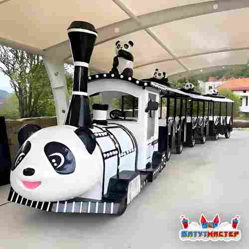 Детский безрельсовый аттракцион «В гостях у Панды», 3 вагона, 10 мест, с музыкой