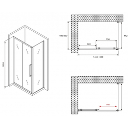 Душевой уголок Abber Schwarzer Diamant 150x50 AG30150BH-S50B профиль Черный стекло прозрачное
