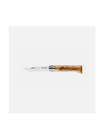 Нож Opinel №8 Animalia, нержавеющая сталь, рукоять дуб, гравировка лось