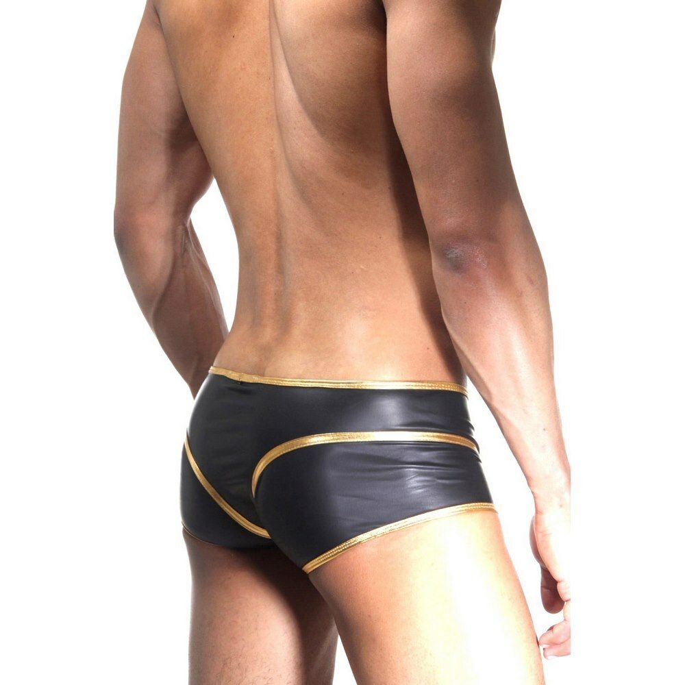Мужские трусы хипсы черные с золотой окантовкой Cosmos Colors  BS30BG