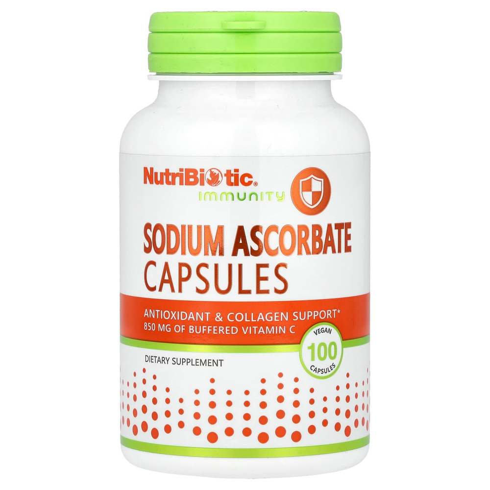 NutriBiotic, Immunity, аскорбат натрия, 100 растительных капсул