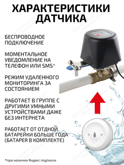 Умный датчик протечки воды ZigBee Tuya для Алисы
