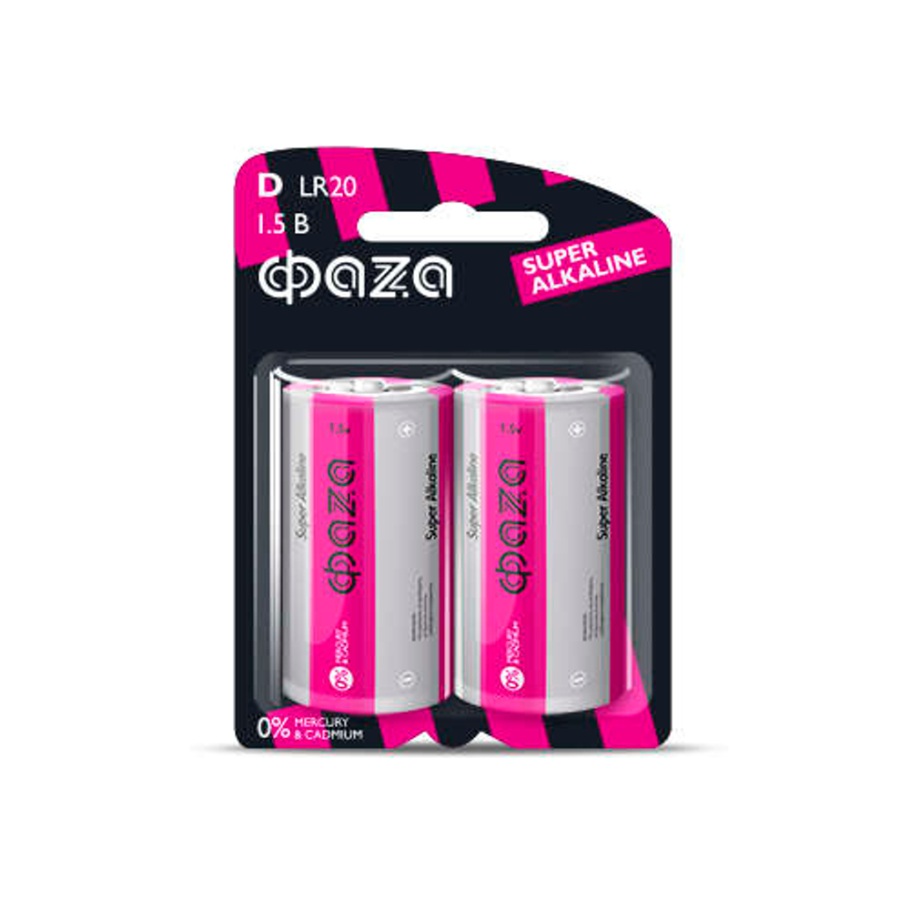 Элемент питания алкалиновый D/LR20 1.5В Super Alkaline BL-2 (уп.2шт) ФАZА 2858535