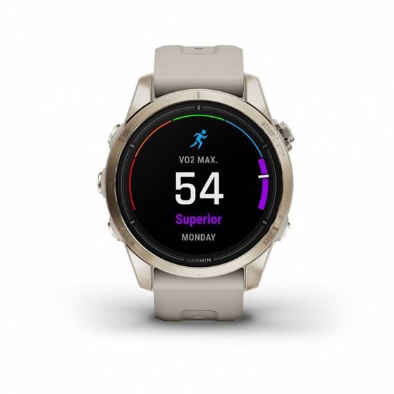 Garmin Epix Pro Gen 2 Sapphire 42 мм — золотистые умные часы с песочным ремешком