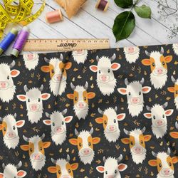 Ткань Ниагара Софт коровы на черном