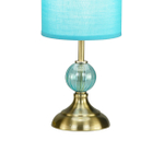 Настольный светильник 1x40Вт E14, металл/ткань/стекло, бронза/голубой