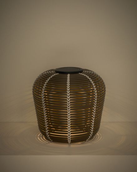 Уличный светильник Garoina солнечных батареях из искусственного ротанга зеленого цвета, 35 см