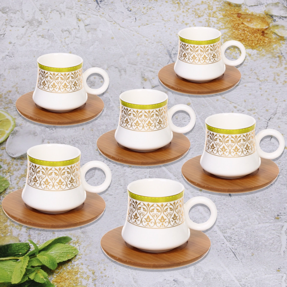 Кофейный набор 12 предметов «Восточная сказка» ( 6кружек 90мл+6 блюдец), вензеля зеленый
