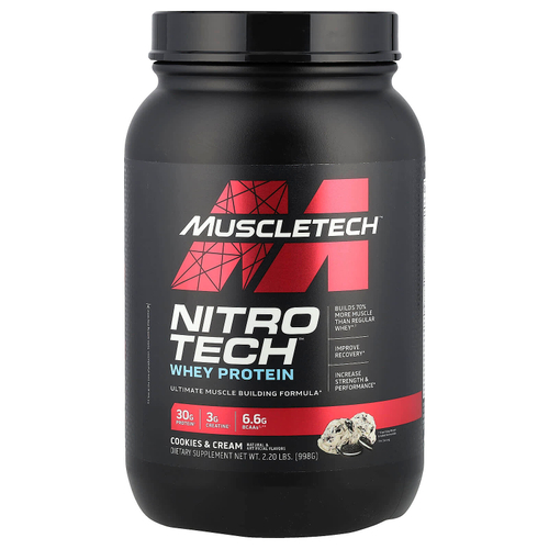 MuscleTech, Nitro Tech, сывороточный протеин, печенье с кремом, 998 г (2,20 фунта)