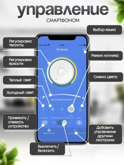 Люстра светодиодная с пультом 1379/5+5, люстра потолочная в спальню 244Вт