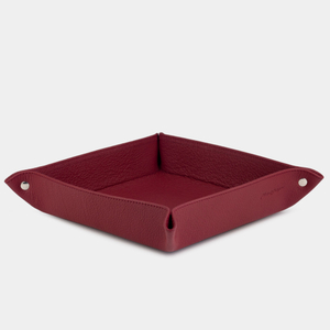 Лоток для мелочей из натуральной кожи теленка, вишневого цвета