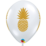 Шар латексный 28см Ананас золотой (Прозрачный)