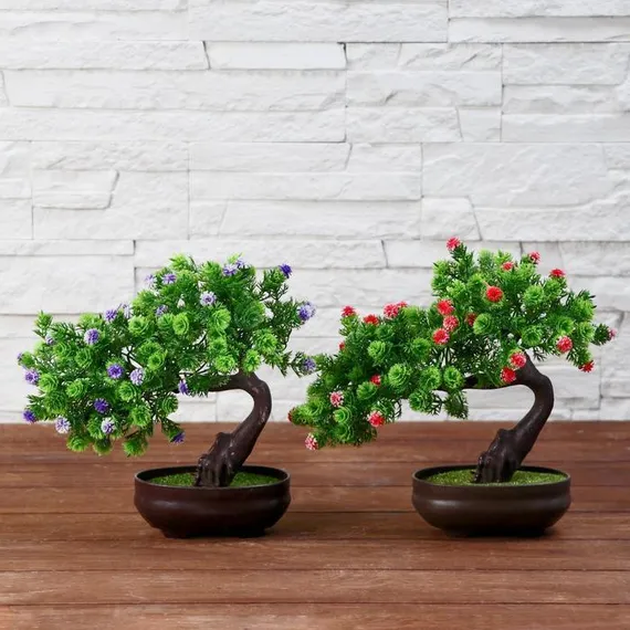 Бонсай в горшке "Деревце изгиб" 12х17 см, микс