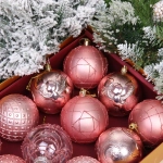 Новогодние шары «Зимняя нежность» 8 см (набор 12 шт), Розовое золото