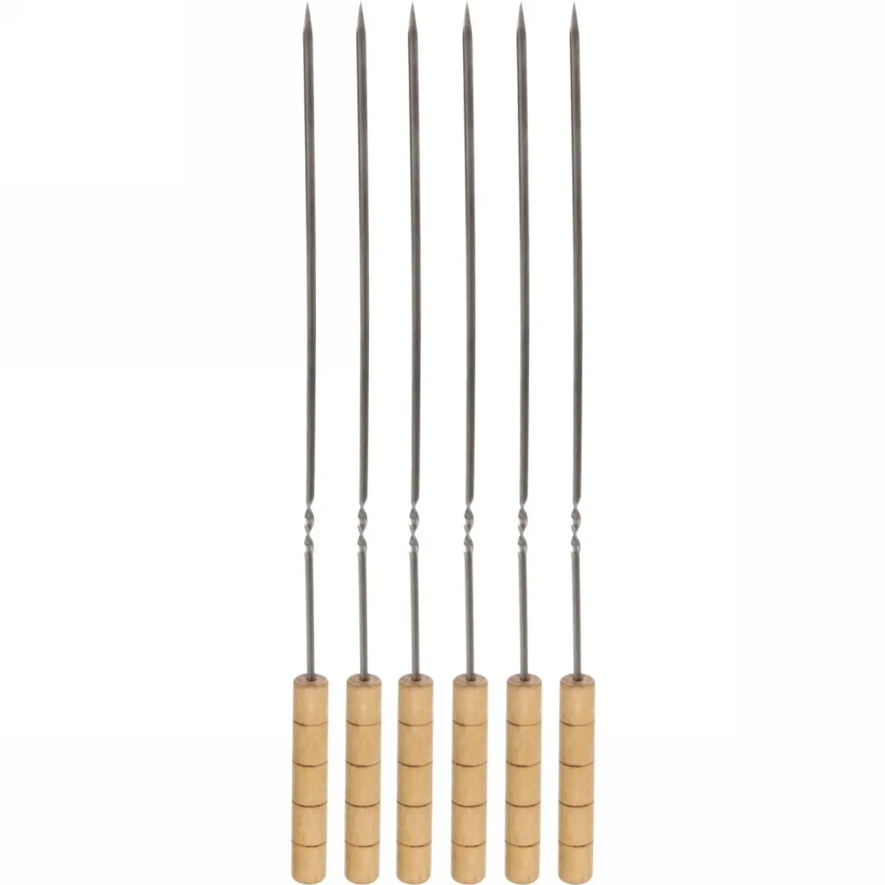 Набор шампуров 6 шт с деревянными ручками, длина 40 см, ширина 5 мм