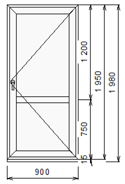 Дверь из ПВХ 1950 х 900