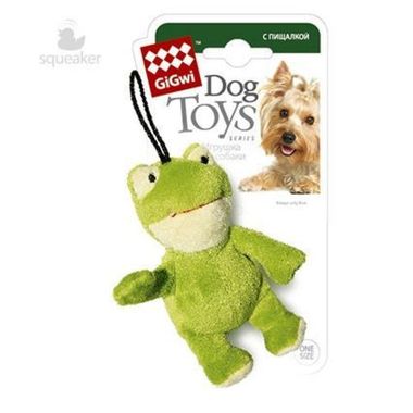 Игрушка для собак GiGwi ЛЯГУШКА с пищалкой 9см, серия PLUSH FRIENDZ