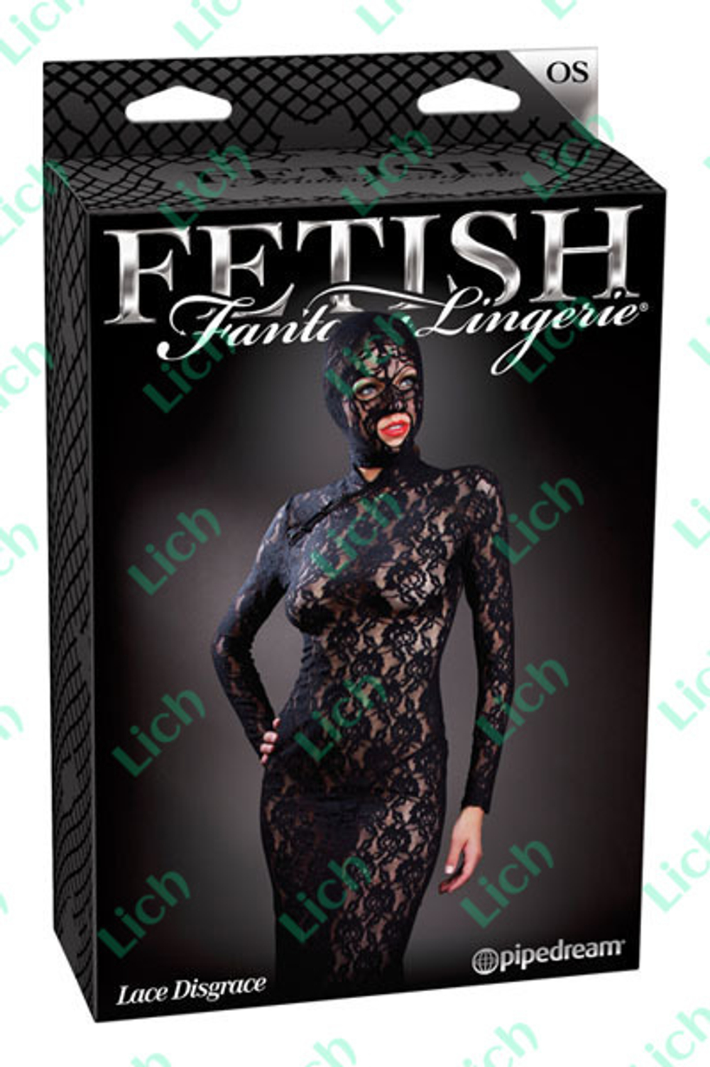 Черный ажурный комбинезон с капюшоном-маской