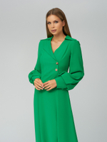 Платье с объемным рукавом и имитацией запаха