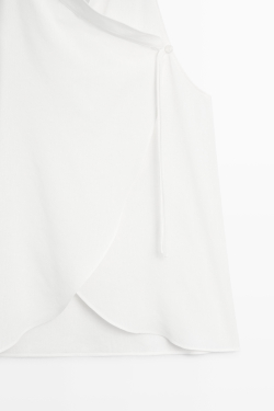 Massimo Dutti Топ из струящегося смесового льна с горловиной халтер, белый